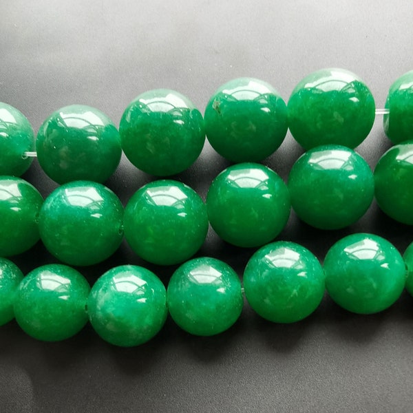 16mm,18mm,20mm, brin rond de pierre de jade vert lisse, perle de pierre précieuse semi-précieuse pour la fabrication de bijoux, un brin complet