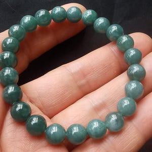 Round Natural Guatemala blue jadeite jade stone beaded Bracelet,Grade A,Amulet Stretch gemstone Bracelet,good lucky Unisex jewelry