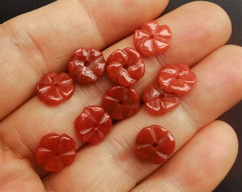 5beads,flower blessing carving red jade stone beads pendant,Dreadlock,jade Accessories,Hair,Amulet for making hand necklace,earring jewelry