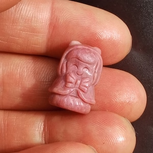 3D lovely girl Pink natural Rhodonite stone pendant,Crystal Healing,Chakra,Reiki,charm amulet making handmade Jewelry Link