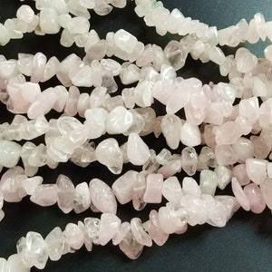 32" Chips Rose crystal strand, Gemstone bead , Natural Pre Drilled Pink Quartz Beads, long full one strand