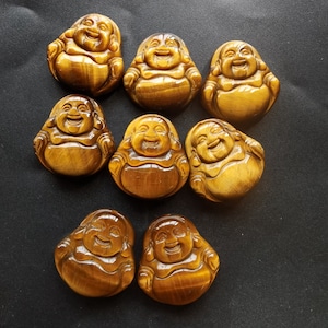 Laughing Buddha Superb natural yellow Tiger eye stone pendant,Carved gemstone stone,Amulet Mythical Necklace Pendant Jewerly link