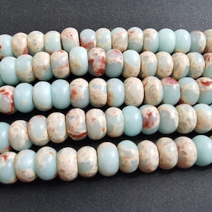 Snake Skin Jasper,5mmx8mm,Rondelle Tube Bead,Smooth Impression Jasper Stone Bead,Blue red brown Sea Sediment Jasper,full one strand,15.5&quot;