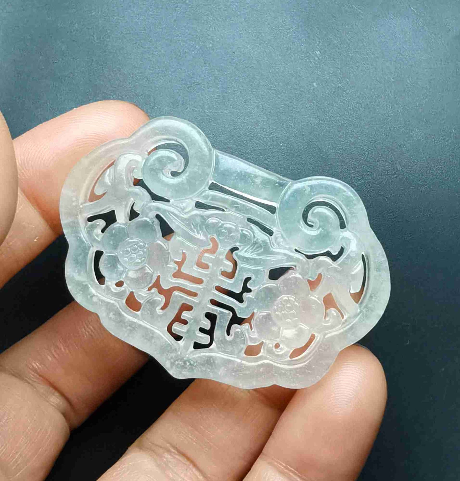 Flower Bat Bird Jade Pendant Lock Carved Green Natural Jade - Etsy