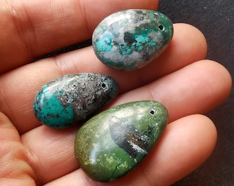 15.8g 3pendants,Hubei Turquoise Teardrop Beads: Natural Gemstone Pendants