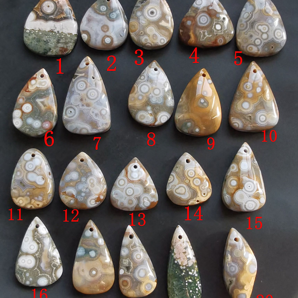 Flower Ocean Jasper palm stone pendant,Teardrop Heart Natural Beaded,Healing Crystals,Druzy Caves Reiki,gemstone Grade AAA,
