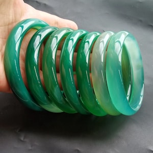 Large inner 52mm-63mm,green chalcedony bangle, Agate stone band bangle,gemstone thin bangle,Healing crystal,woman man wide bangle,best gift