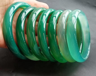 Large inner 52mm-63mm,green chalcedony bangle, Agate stone band bangle,gemstone thin bangle,Healing crystal,woman man wide bangle,best gift