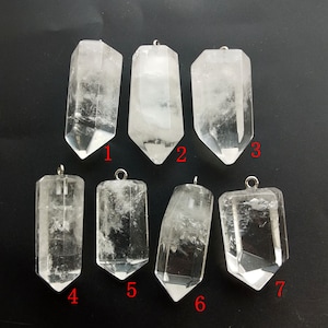 Faceted Natural Clear Quartz Crystal Points stone Pendant,Gemstone Bead,necklace Pendant, Birthstone gift