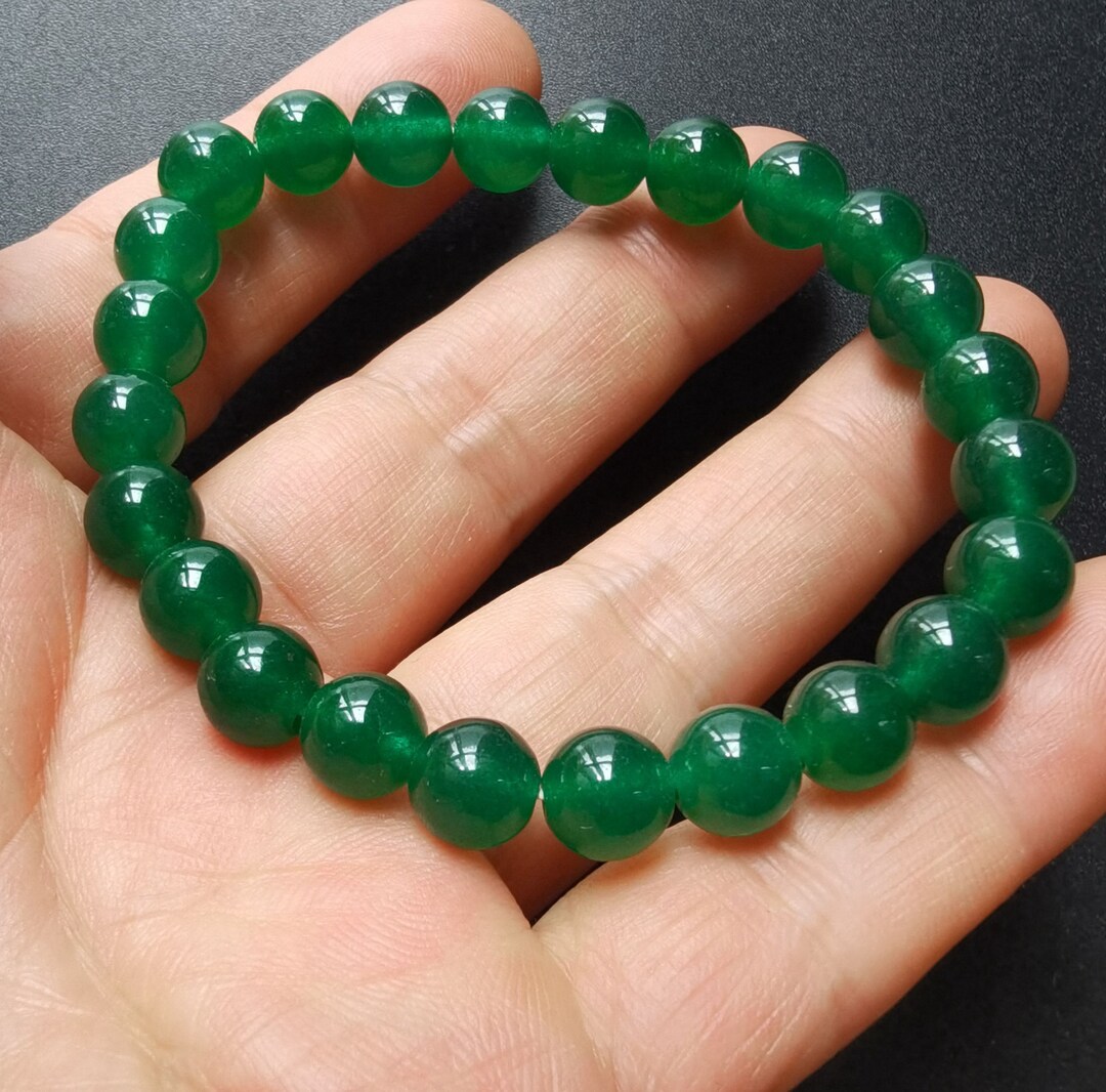 Round Green Jade Stone Bracelet 8mm10mm12mm14mm16mm Etsy