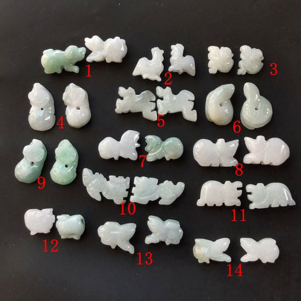 2pcs,Small Dog,Rooster,Monkey,ox,Horse,Snake,Sheep,Rat,Dragon,Tiger,pig,Rabbit,animal natural jadeite Jade stone Amulet Pendant head,link