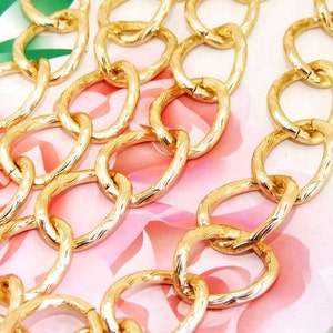 10Chains Long Shiny Egg Twist Loop 18mm-22mm Plated Gold   Metal Aluminum Chain 3mm---38&quot;x10