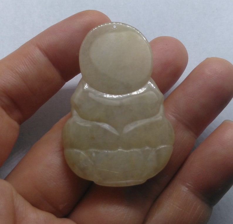 Guanyin Bodhisattva jadeite pendant, Carved Grade A Natural jade stone, yellow Burmese jade, Amulet necklace Pendant, Gemstone bead jewelry image 10