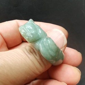 Certified,US 10 1/2 Large dragon pixiu carving natural Burmese jadeite jade stone width band ring,grade A,Amulet,protection making jewelry