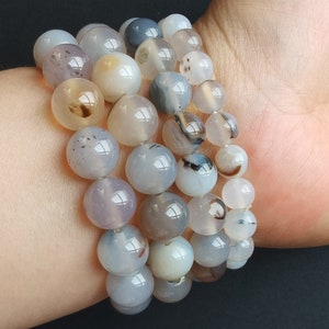 Natural White agate stone bracelet,8mm,10mm,12mm, smooth round stone bracelet,woman gift,man bracelet,Stretch Bracelet