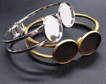 Brazalete en blanco de 20 mm: engaste de cabujón de bronce/platino