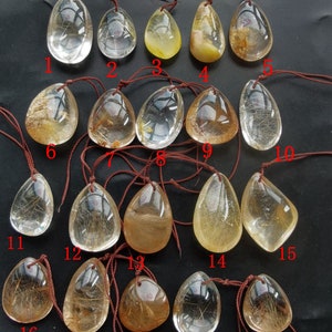 20styles,Teardrop Natural golden,white,brown rutilated Quartz Pendant,Crystal stone beads, Gemstone Bead,necklace pendant bead jewelry link