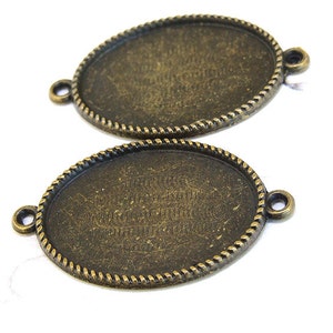 5PCS  25mmx 18mm Cabochons Base Antiqued Bronze Oval DIY Kits Link Fit Necklace & Bracelet , Pendant Jewelry Filigree Link Findings  Q
