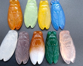 cicada Agate pendant,Red,light green, yellow,blue,white,purple,pink chalcedony pendant Link, gemstone bead Stone,Healing for making necklace