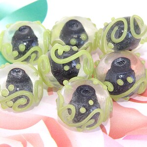 5beads/lot Charm Olive S Rondelle Black Lampwork gemstone beads 8mmx15mm Hole 3mm