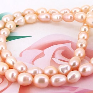 Loose  6mmx7mm pink  freshwater cultured Pearl beads FULL STRAND