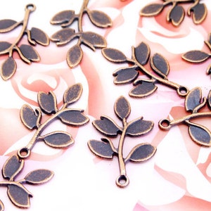 12Beads--- Charm Tree Branch  Bronze Plated Brass Filigree Findings Metal Pendant Earwire Beads 18mmx28mm 3F