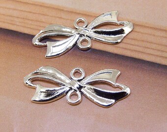 5 zilveren strik sieradenschakels: filigraan hanger (29 x 10 mm)