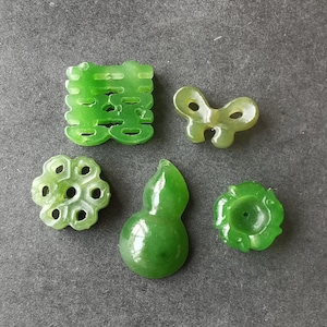 Small xi word,knot,flower,gourd,flower,natural green jade stone pendant,gemstone bead,Amulet Talisman for making handmade Necklace Jewerly