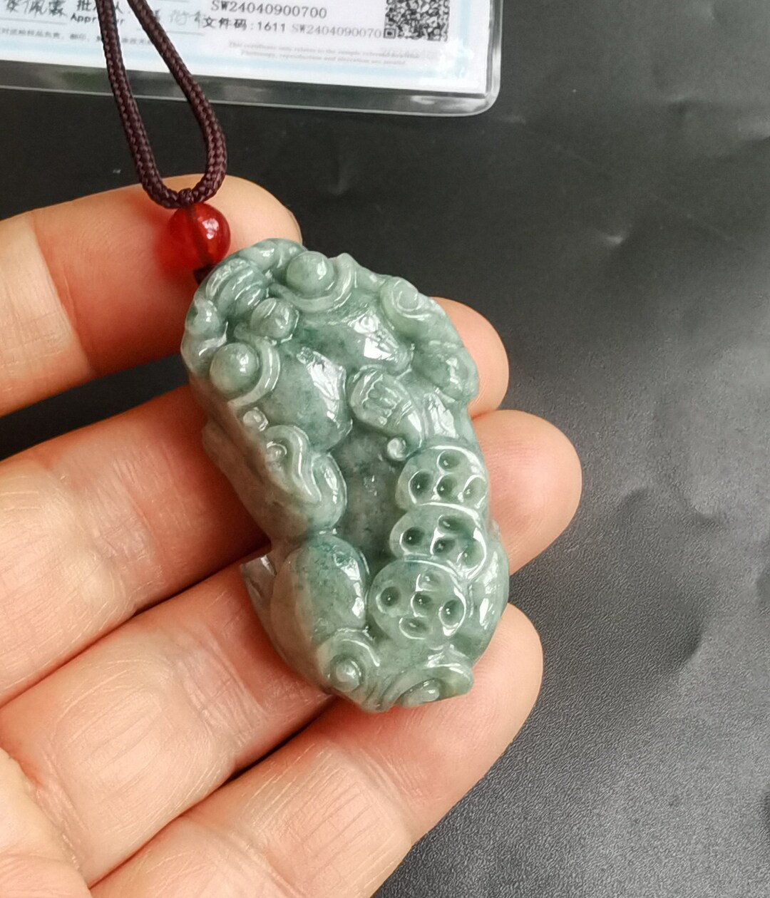 Certified,carved 3D Pixiu,dragon,bring Money,natural Green Jadeite Jade ...