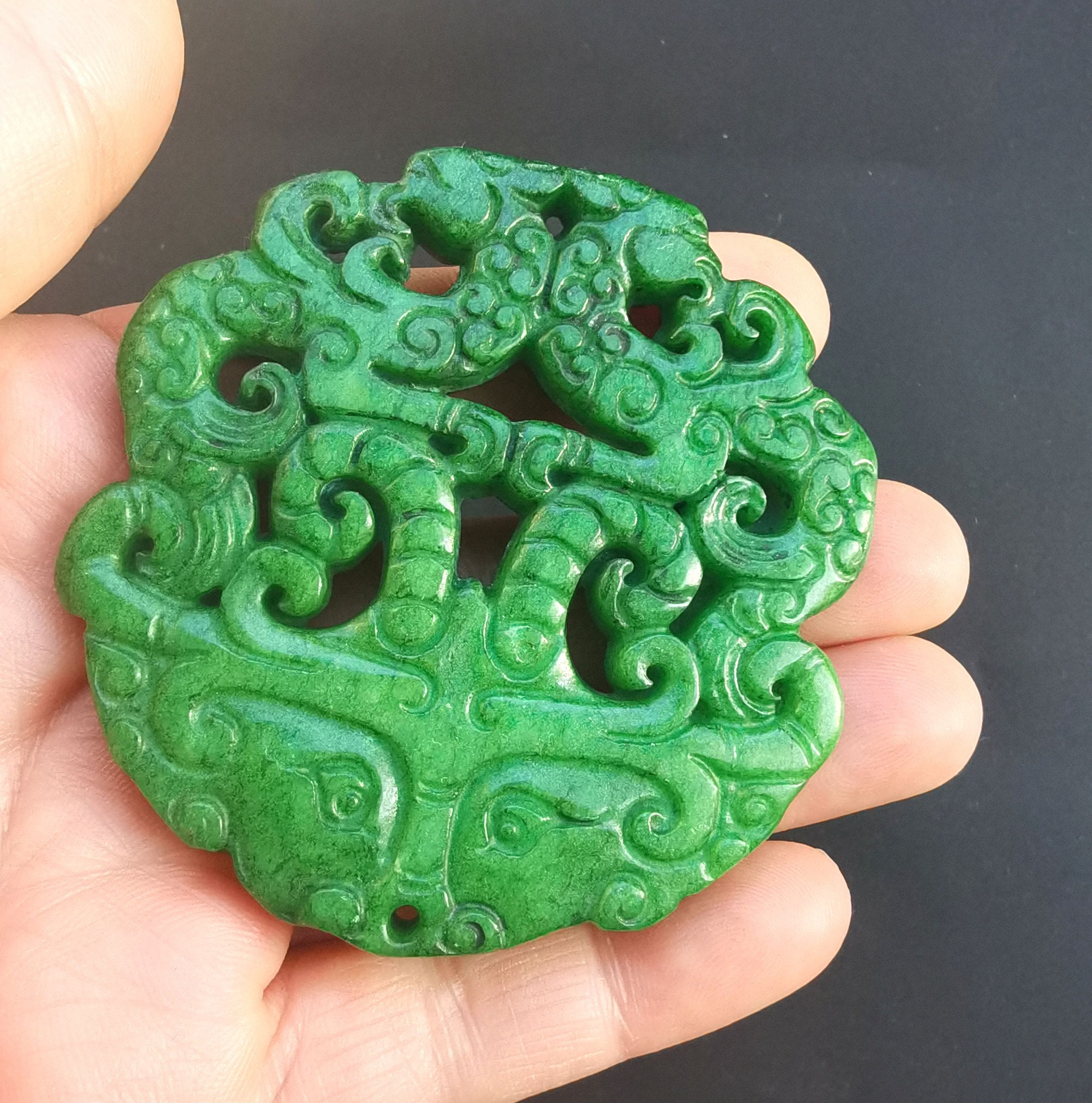 Chinese Goat Headchinese Dragon Jade Stone Pendant Circle | Etsy