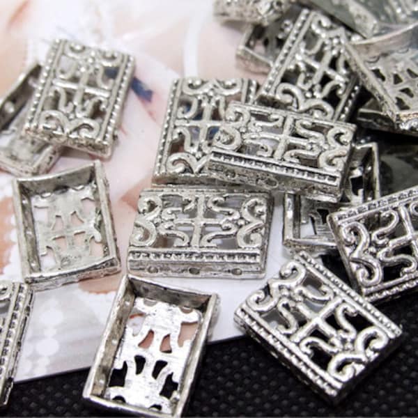 Connector Finding Plated Silver Filigree Metal 17mm---20beads
