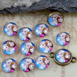 Frozen Elsa Anna Handmade photo glass cabochon glass dome 10mm 12mm 14mm 16mm 18mm 20mm 25mm 30mm For Earring Brooch Ring Necklace Bracelet