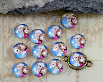 Frozen Elsa Anna Handmade photo glass cabochon glass dome 10mm 12mm 14mm 16mm 18mm 20mm 25mm 30mm For Earring Brooch Ring Necklace Bracelet