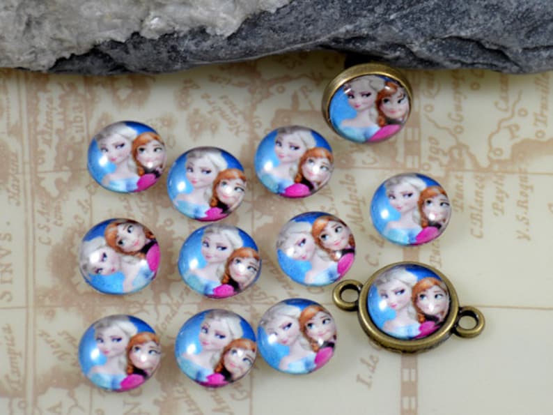 Frozen Elsa Anna Handmade photo glass cabochon glass dome 10mm 12mm 14mm 16mm 18mm 20mm 25mm 30mm For Earring Brooch Ring Necklace Bracelet