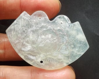 Jade Rose Pendant: Green Stone Carving, Amulet Talisman