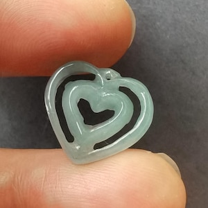 Small Love heart thin carving Natural blue jadeite pendant,Grade A,Untreated,jade stone,Amulet necklace Pendant for making handmade jewelry