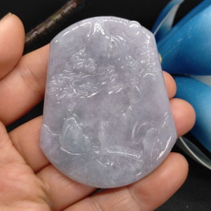 Certified Grade A Natural Jadeite Jade pendant, landscape Burmese jade Amulet necklace Pendant, Gemstone bead stone jewelry