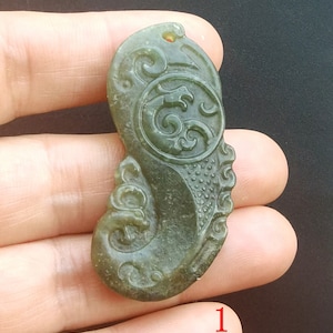 Dragon,Phoenix,flower wish,charm carving natural green jade stone Pendant,Amulet for making handmade Necklace Pendant Jewerly N1