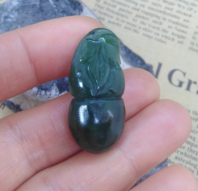 Gourd Flower cheongsam pendant Amulet Talisman hand pendant gemstone bead Natural Nephrite Jade stone,Carved Untreated green jade pendant