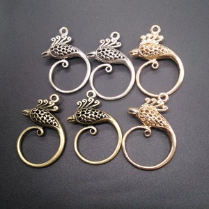 4pcs G Phoenix Toggle clasp pendant,Double face bird,Antique Brass Clasp,Antique Silver clasp, gold plated Clasp,Charm Jewelry Filigree Link