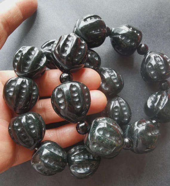 Walnut Weave Jade Stone Beaded Bracelet: Amulet Healing Protection