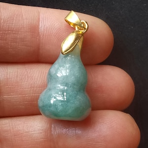 3D Gourd blessing Natural green Burmese jadeite stone pendant,Grade A,good lucky,Amulet charm Gemstone bead for making handmade jewelry