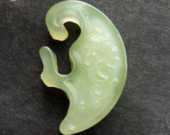 Sale on,Hollow Dragon carving natural Jade stone Pendant,charm Amulet for making handmade Necklace Jewelry Gift