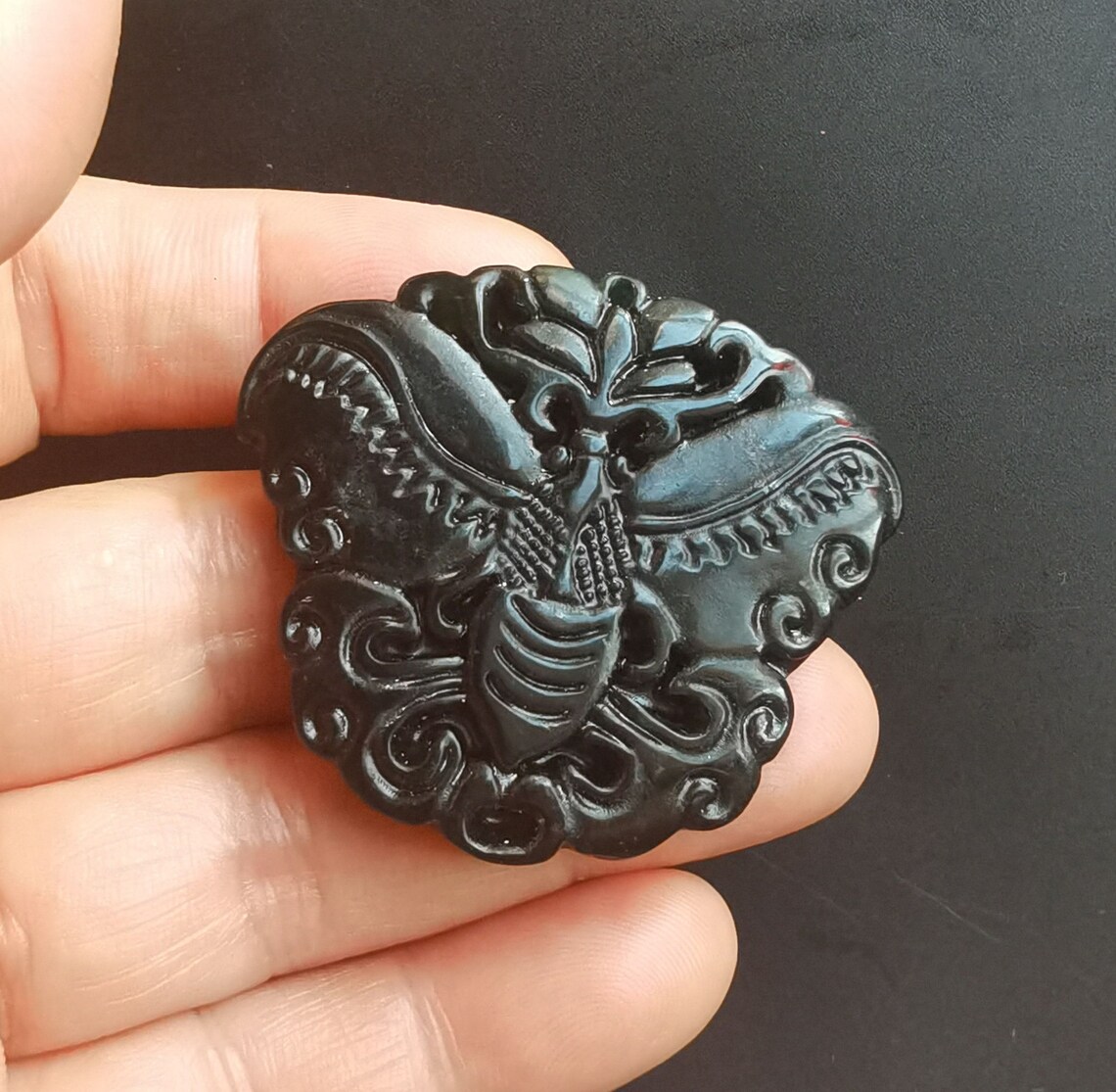 Butterfly Jade Pendant Carved Natural Green/white Jade Etsy