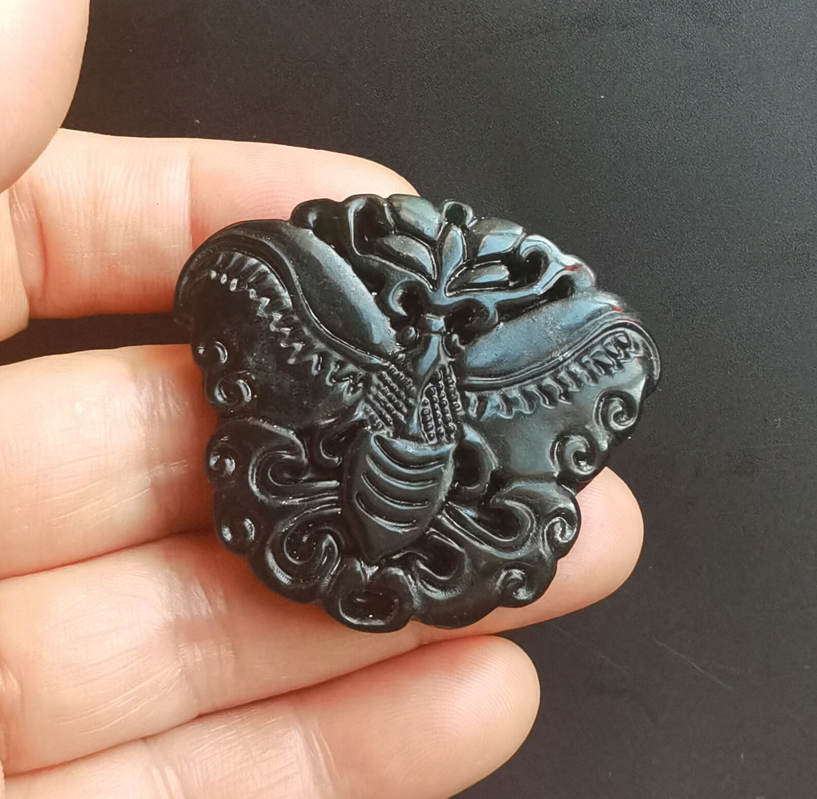 Butterfly jade pendant Carved natural green Jade pendant Etsy