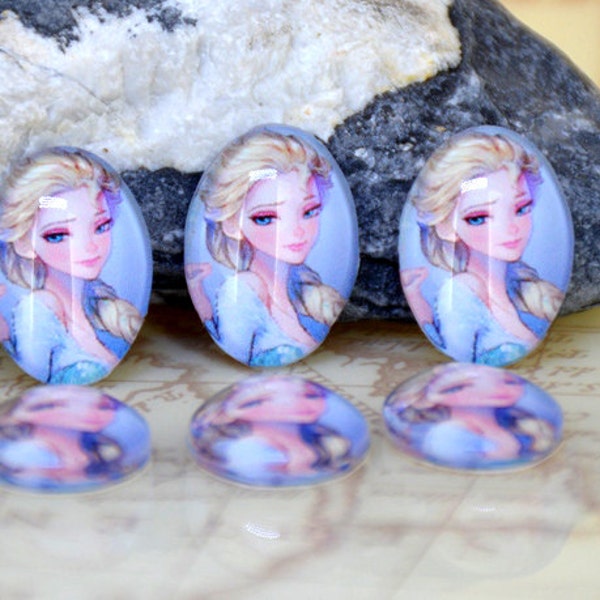 Oval Lavender Frozen Elsa Handmade photo glass cabochon dome 10x14mm13x18mm 18mmx25mm 30mmx40mm For Earring Brooch Ring Necklace Bracelet