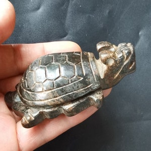 Dragon Tortoise Black Jade Pendant: Good Luck Amulet, Handmade Jewelry