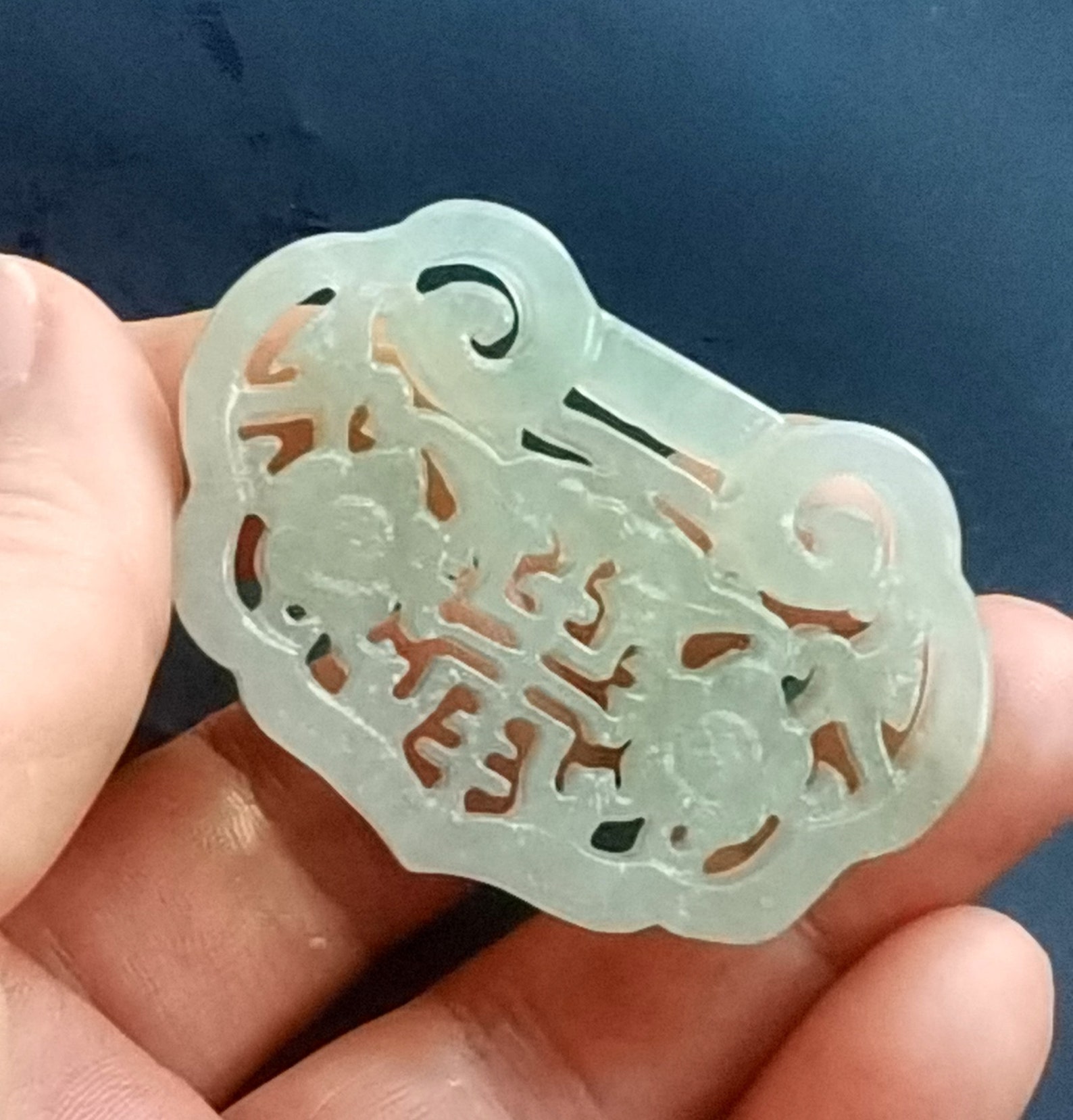 Flower Bat Bird Jade Pendant Lock Carved Green Natural Jade - Etsy