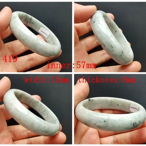 inner 55mm,57mm,Certified, natural Burmese green Jadeite jade stone width band bangle, 100% natural,grade A,man woman bangle jewelry