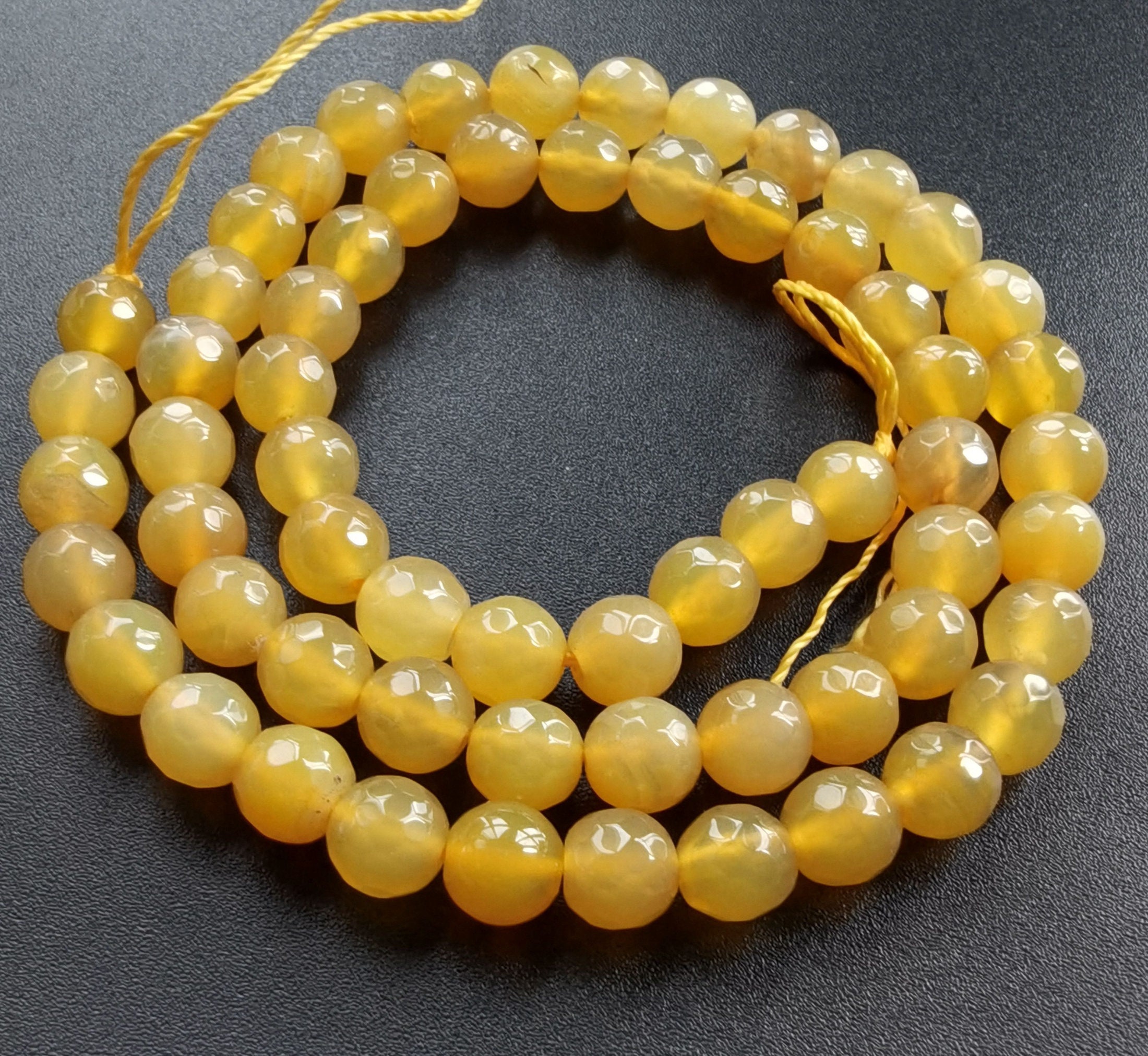6mmFaceted yellow Agate stone strandRound Agate Etsy